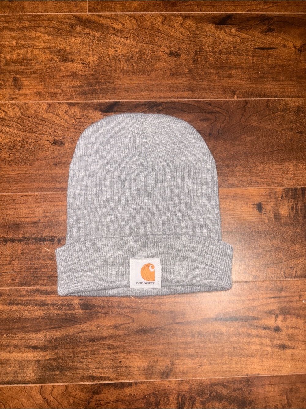 Carhartt Kids Light Gray Knit Cuffed Beanie with Logo Patch